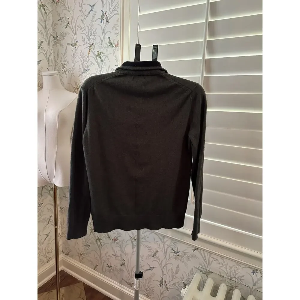(Medium) Mens Banana Republic Cashmere Blend 1/4 Zip Sweatshirt Dark Green EUC